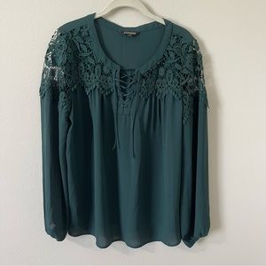 EXPRESS EMERALD GREEN LACE BLOUSE